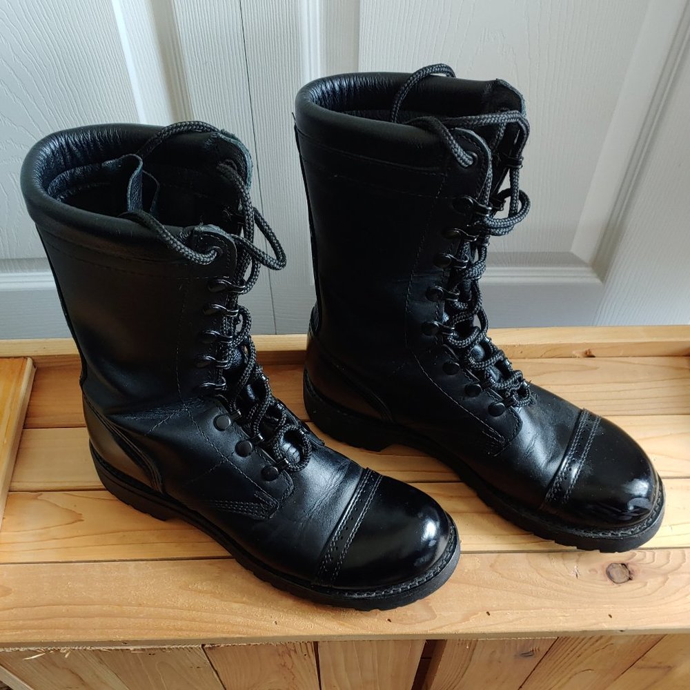 Vibram Black Leather Combat Boots